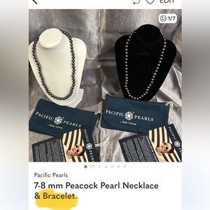 Pacific Pearls Peacock Pearl Necklace & Bracelet Set